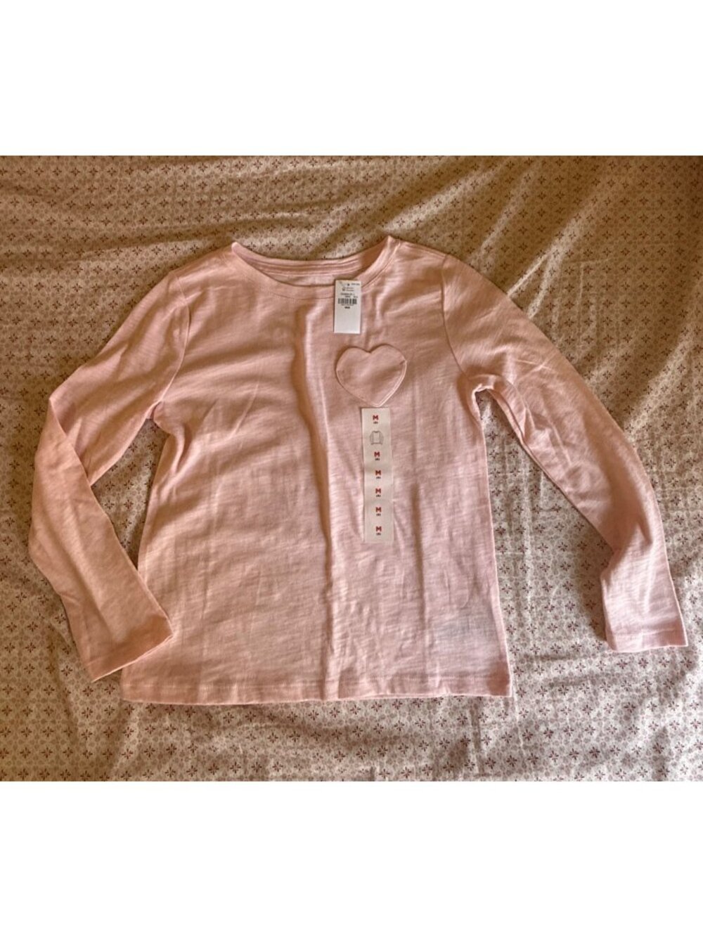Old Navy Long Sleeve Light Pink Heart Pocket Shirt Size M (8)- NEW